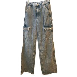 Pacsun Carpenter Light Wash Jeans Womens 26 Ultra High Rise Flare Skater Cargo